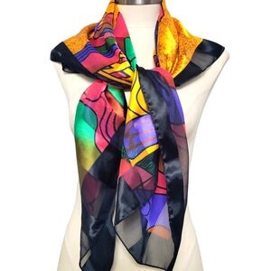 Picasso Signature Vintage Colorful Artsy Scarf